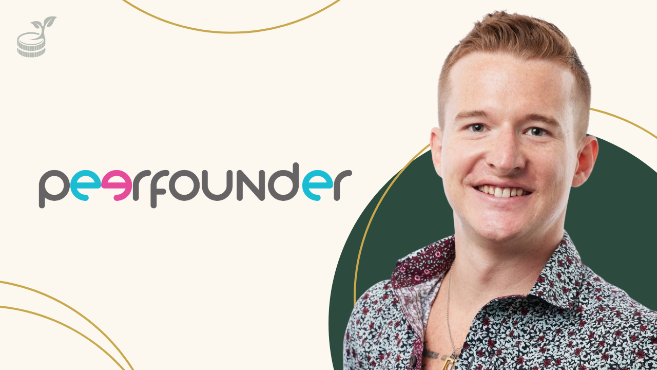 Text: Colin Fraley smiling beside the PeerFounder logo.